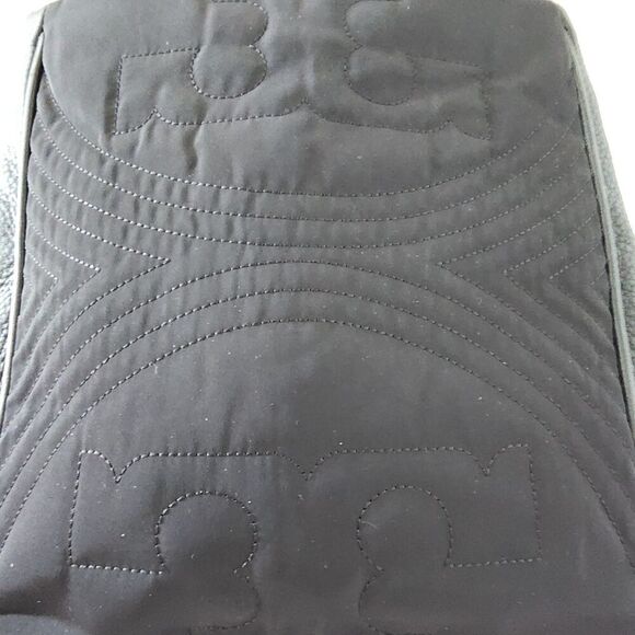 Tory Burch Black Fleming Tote Shoulder Bag Logo Embossed Leather Unisex - Picture 4 of 12